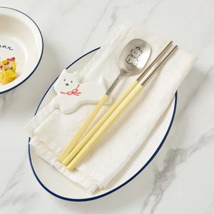 퍼니컬러 두부 수저 세트 옐로우