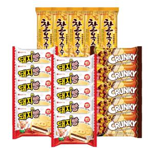 돼지바빵x10+크런키 바닐라모나카x5+찰옥수수카라멜콘x5