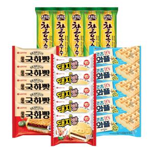 돼지바빵x5+찰옥수수x5+국화빵x5+와플바닐라x5