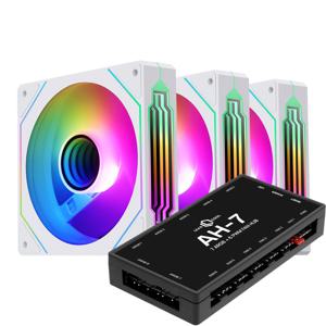 NR12 ARGB PWM 화이트 3키트 시스템쿨러 120mm 저소음 쿨링팬 컨트롤러