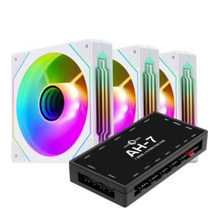 NR12 리버스 ARGB PWM 화이트 3키트 시스템쿨러 120mm 쿨링팬 컨트롤러
