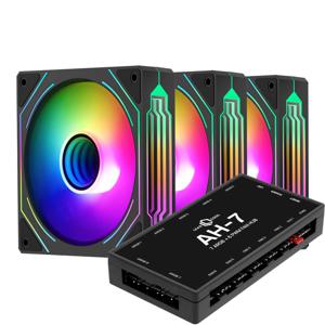 HB12 ARGB PWM 블랙 3키트 시스템쿨러 120mm 쿨링팬 컨트롤러