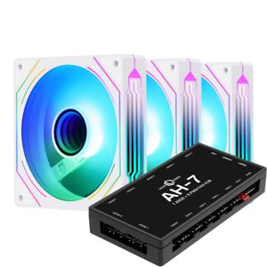 HB12 ARGB PWM 화이트 3키트 시스템쿨러 120mm 쿨링팬 컨트롤러