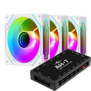 HB12 리버스 ARGB PWM 화이트 3키트 시스템쿨러 120mm 쿨링팬 컨트롤러