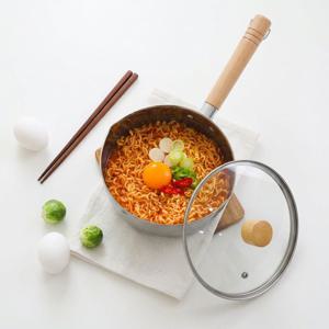 가벼운 한손냄비+뚜껑세트! 라면 이유식 스텐 인덕션 계량 편수냄비