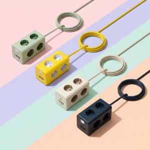 난연재질 컨테이너탭 6구 큐브 타워형 멀티탭 USB 4구 고속충전 2m 고용량 4000W