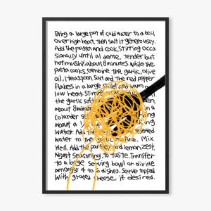 인테리어포스터 감성드로잉 파스타그림 푸드 키치 레터링 Pasta