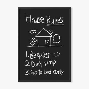 인테리어포스터 벽꾸미기 블랙 심플 감성드로잉 House Rules(Black)