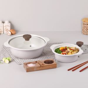 쿠킨 크림라떼 경량 뚝배기 인덕션 냄비 2종 세트 16+24cm