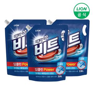 비트 딥클린 POWER 세탁 액체세제 리필 2L X 3개 (일반드럼 겸용)