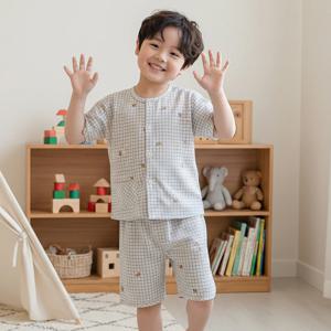 쾌적한 여름, 초코 무형광 순면 60수 남아 반팔 파자마 세트