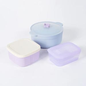 실리콘 밀폐용기+접이식 용기+찜기 간편조리 도시락 반찬통