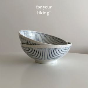 일본그릇 블루라인면기 비빔기 삼시세끼 우동기 회덮밥 그릇 냉모밀 21.2cm