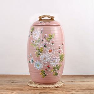 핑크목단 도자기 쌀독 항아리 20kg