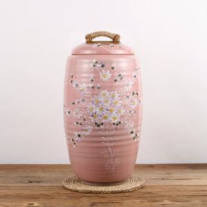 핑크코스모스 도자기 쌀독 항아리 20kg