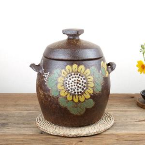분청 해바라기 쌀독 항아리 5kg 전통 옹기 잡곡통 소금항아리 현관 풍수