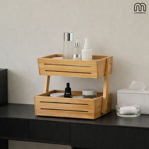 페시 대나무 고급 원목 2단 화장품 정리함 화장대 소품 수납함 정리대 향수 수납장 트레이