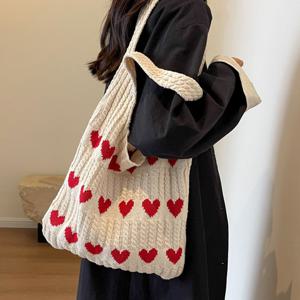 여성 데일리 가벼운 보부상 겨울 니트 가방 에코백 빅백 숄더백