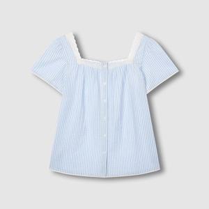 여 시어서커 셔링 반팔 파자마 셔츠 (3 sizes)(4 colors)