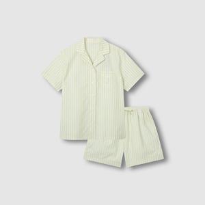 여 코튼 스트라이프 3부 파자마 세트 (4 sizes)(2 colors)
