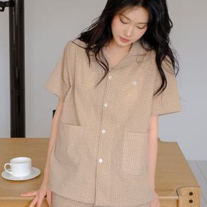 J'eu 소이 타탄체크 반팔 파자마 잠옷 세트 4color, 2size