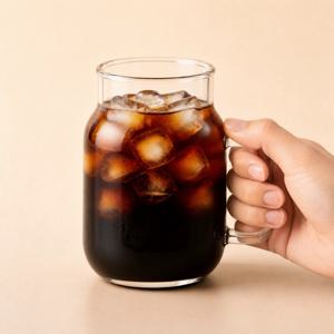 홈카페 대용량 손잡이 내열 유리컵 아이스아메리카노 냉커피 맥주컵 커플 유리잔 770ml