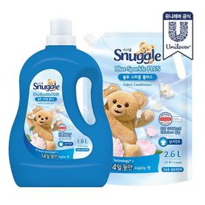스너글 고농축 블루스파클 플러스 섬유유연제 1.8L + 2.6L