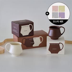 퐁당 세라믹 머그&패브릭 코스터 세트 머그컵 물잔 머그잔 도자기 280ml 2color