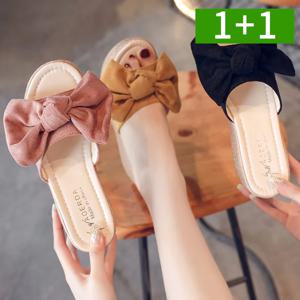 1+1 왕리본 여성여름슬리퍼 7cm 통굽 키높이샌들