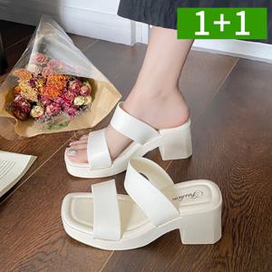 1+1 여자통굽슬리퍼 5cm 키높이 여름 샌들