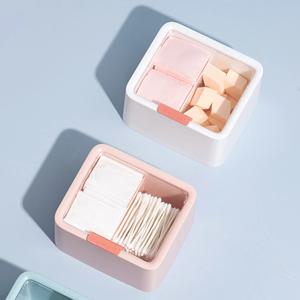 투명 커버 면봉 화장솜 수납 정리함 케이스 2colors
