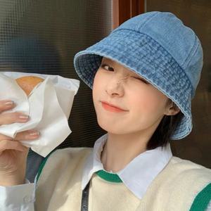 데님 벙거지 여자 여성 버킷햇 청모자 자외산차단 모자
