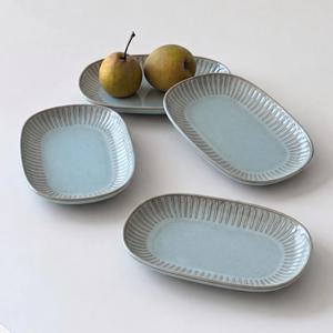 블루라군 둥근사각접시 4P세트 MADE IN JAPAN