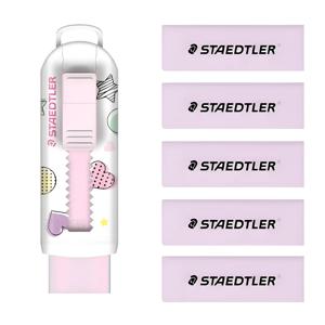 스테들러 525 슬라이딩 지우개 스타 앤 하트 핑크 본품+리필 5p 세트