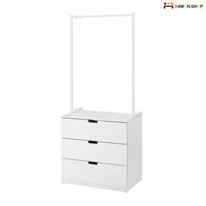 NORDLI 행거가 있는 3칸 서랍장/미니 드레스룸 (80x192cm)/수납장