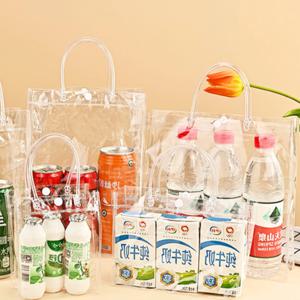 PVC 투명 쇼핑백 미니 답례품 구디백 선물 포장 손잡이 와인 수제청 10개입 4size