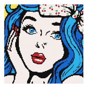 DIY 보석십자수 패브릭형 파란머리 소녀 30x30