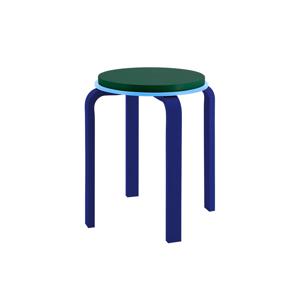 맥스 스툴 블루/원목 등받이 없는 화장대 1인용 보조 원형 의자/XHO01