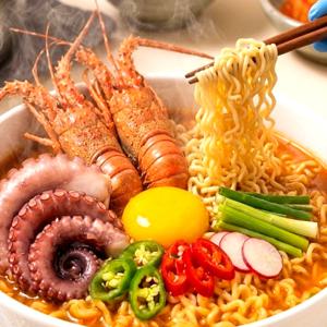 제주명물 돌문어 + 딱새우가 들어간 해산물 가득 문딱라면(컵/봉지)