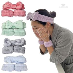 극세사 리본 세안 헤어 손목 밴드세트 세면 세안 머리띠 세수 샤워 목욕 밴드