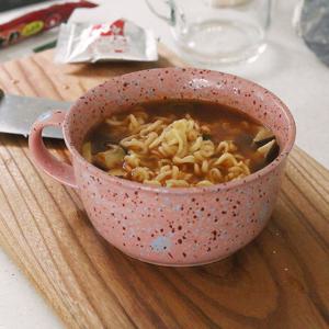 파스텔 라면 그릇 손잡이 달린 대접