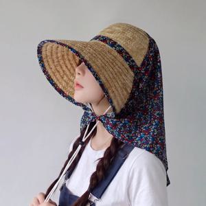 자외선 햇빛 차단 과수원 농사 밭일 작업 일 모자 썬캡 플로라 밀짚 썬햇 네이비, Free