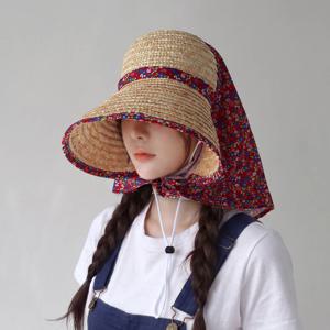자외선 햇빛 차단 과수원 농사 밭일 작업 일 모자 썬캡 플로라 밀짚 썬햇 레드, Free