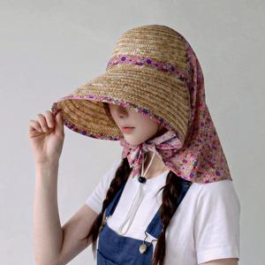 자외선 햇빛 차단 과수원 농사 밭일 작업 일 모자 썬캡 플로라 밀짚 썬햇 핑크, Free