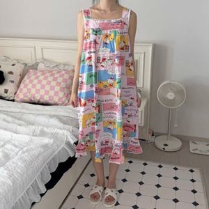 나시 잠옷 원피스 국산 산리오 정품 순면 카툰 헬로키티 여름 홈웨어 1color