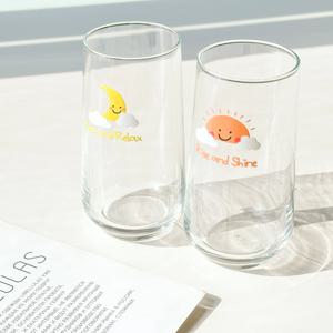 햇님 달님 길쭉이 유리컵 단품 맥주잔 하이볼잔 카페 아이스커피잔 470ml