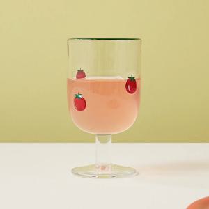 스무디팝 핸드페인팅 토마토 유리 고블렛잔 360ml