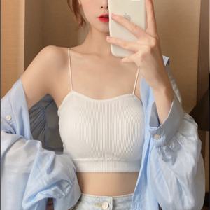 크롭나시 여성민소매티 골지 이너 끈나시티