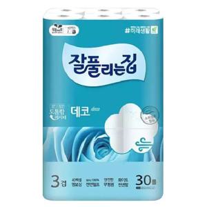 잘풀리는집 도톰한 린넨향 데코 3겹 30M 30롤 x1팩