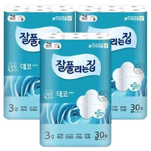잘풀리는집 도톰한 레시피 데코 3겹 30M 30롤 x3팩